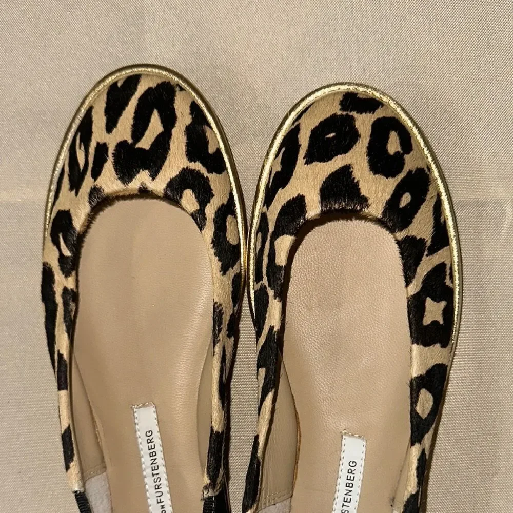 Diane Von Furstenberg Cheetah Mohair Flats Size 6